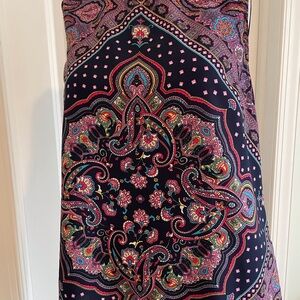 Bold Paisley Sleeveless Women’s Top Blouse Navy with Pink Accents M
